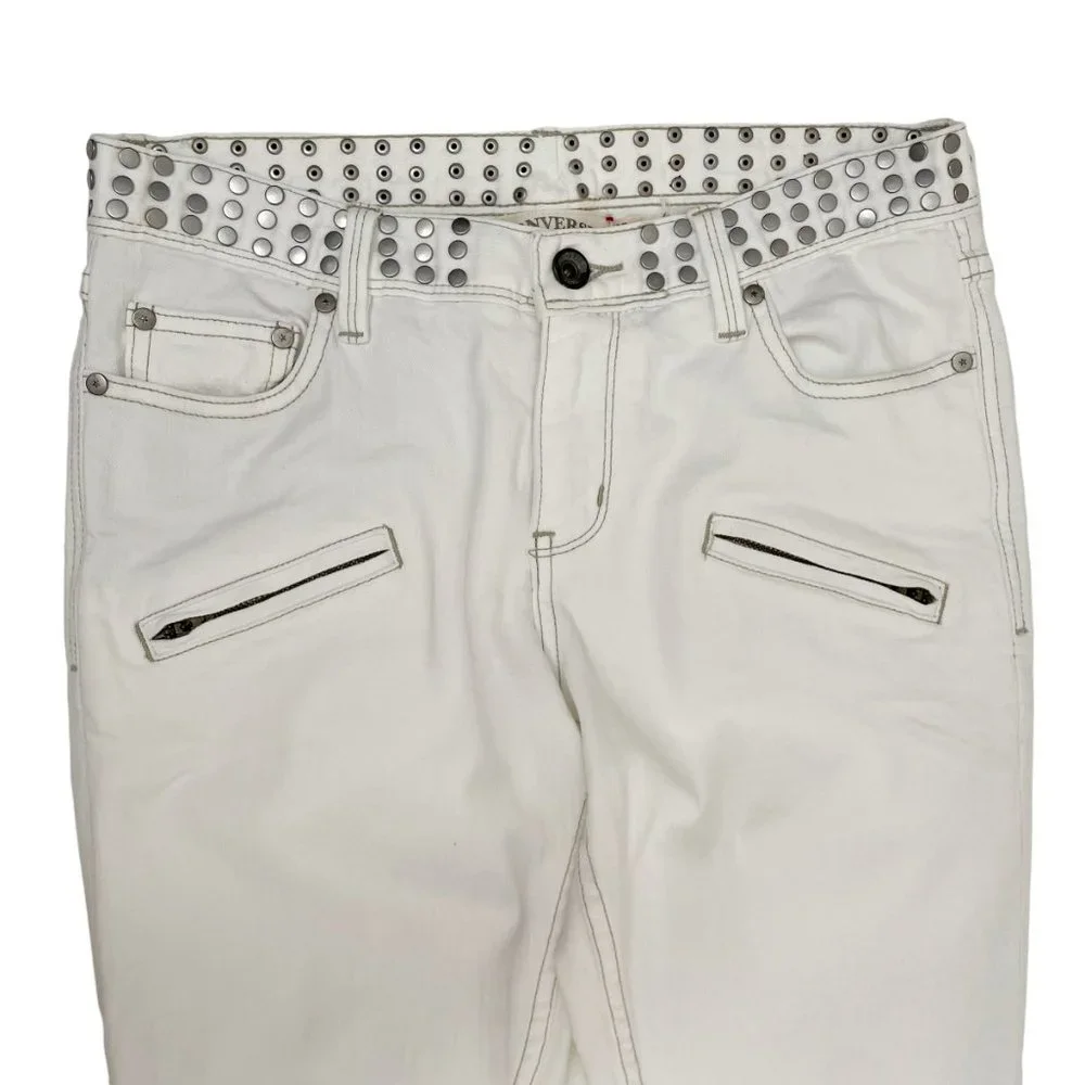 John Varvatos X Converse Men’s Chuck’s Skinny Leg Studded White Jeans 27x30”